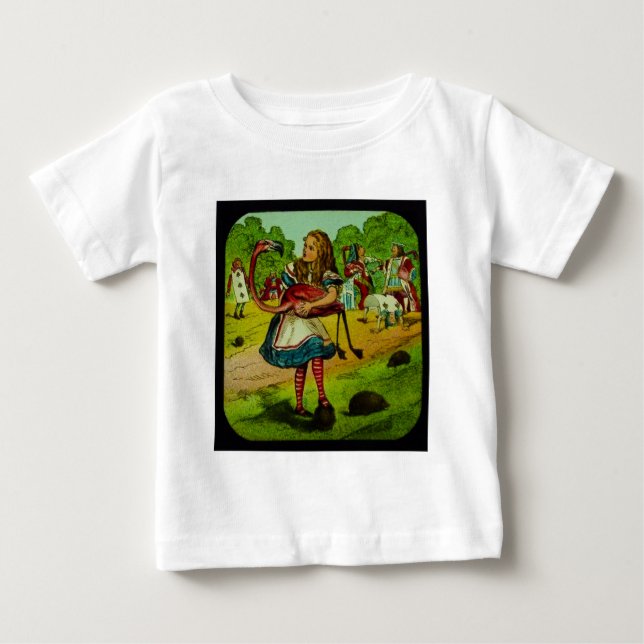 Alice i underlandFlamingoCroquet Tee Shirt (Framsida)