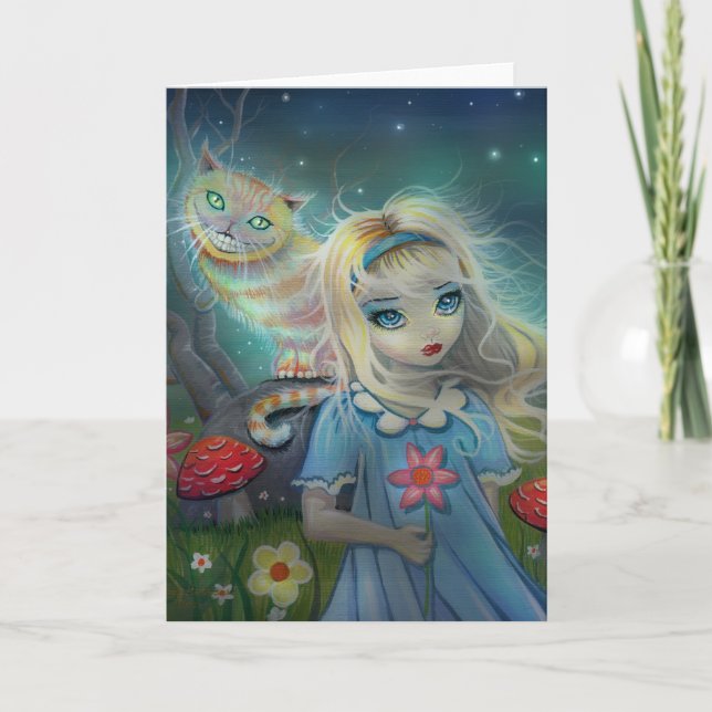 Alice i underlandhälsningkort kort (Framsida)