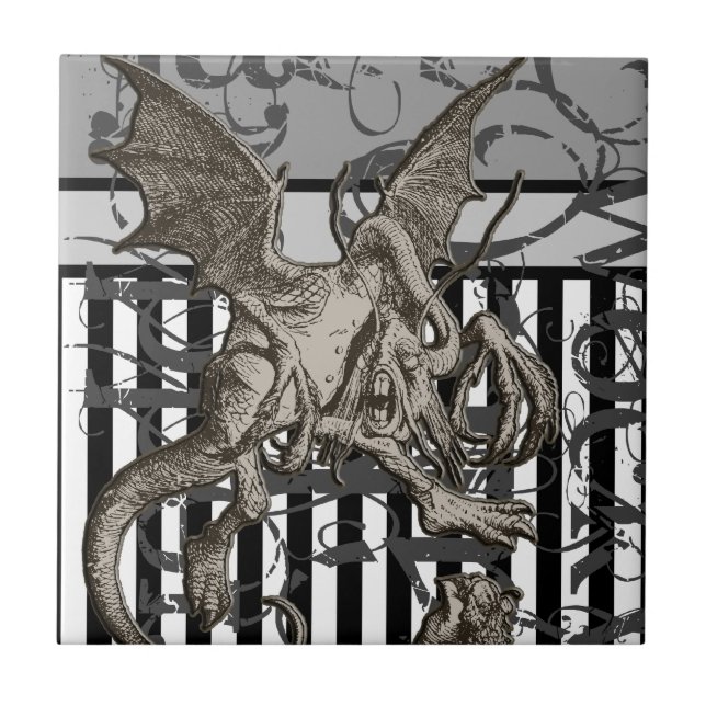 Alice i underlandJabberwocky Grunge Kakelplatta (Framsidan)