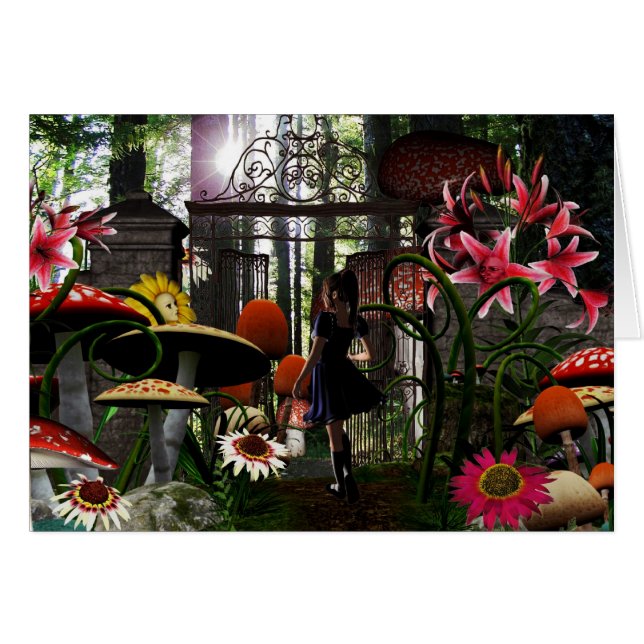 Alice i underlandkort hälsningskort (Framsidan Horizontal)