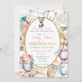 Alice i underlandsinbjudan, första födelsedagen inbjudningar