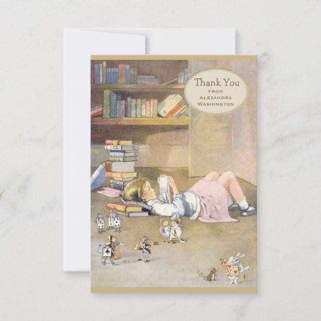 Alice i underlandtackmöhippa tack kort (Framsida)