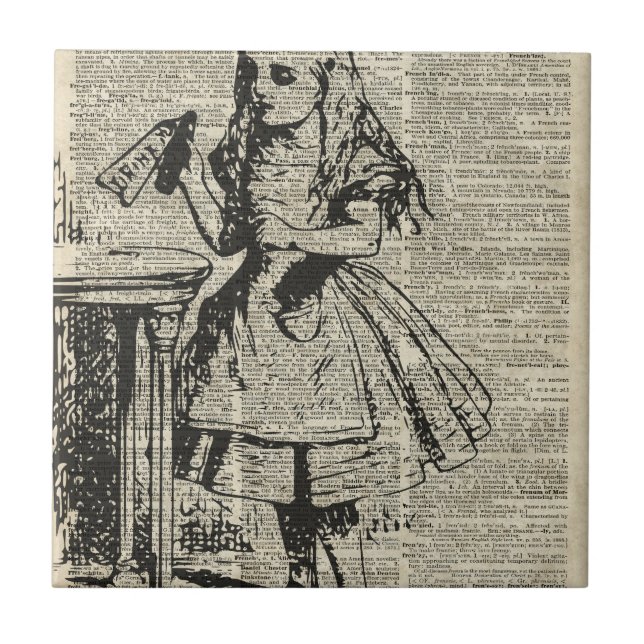 Alice i underlandvintage stencilerar på den kakelplatta (Framsidan)