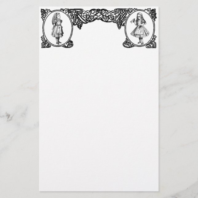 Alice i underlandvintageram brevpapper (Framsida)