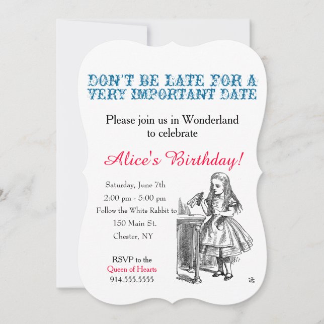 Alice i vintage för inbjudningar (Framsida)