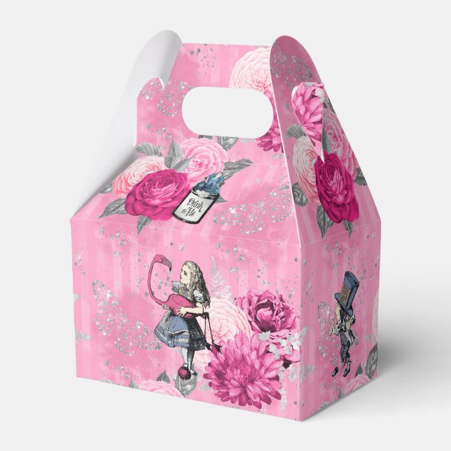 Alice i Winter Wonderland på Rosa Stripe Presentaskar (Framsidan Sidan)