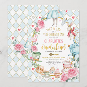 Alice i Wonderland 1:a födelsedagen Mad Tea Party Inbjudningar