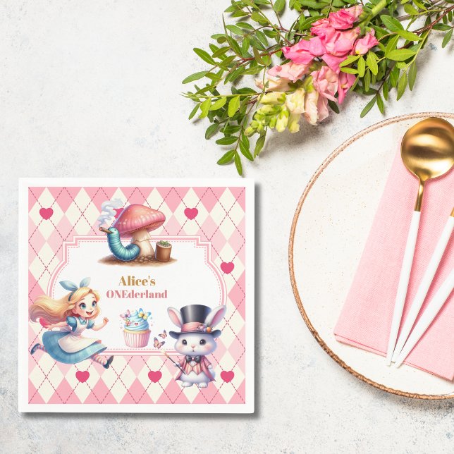 Alice i Wonderland 1:a födelsedagen Onederland Pappersservett (Skapare uppladdad)