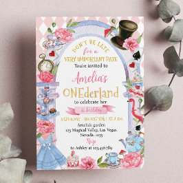 Alice i Wonderland 1:a födelsedagsinbjudan Inbjudningar