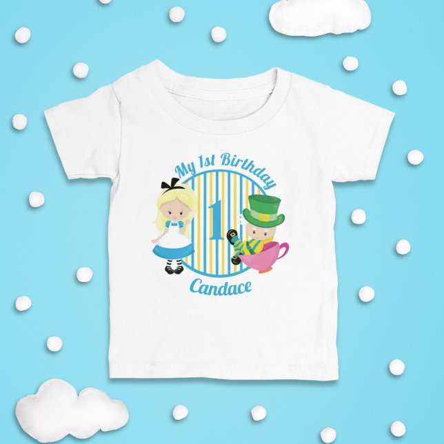 Alice i Wonderland 1st Birthday Cute Personlig T Shirt (Skapare uppladdad)