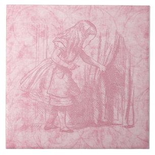Alice i Wonderland Alice Finds Door Blommigt Art Kakelplatta