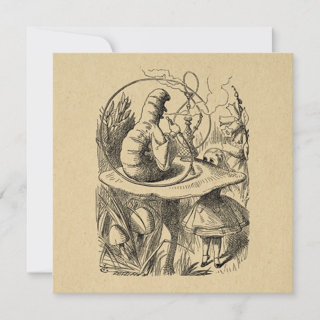 Alice i Wonderland Alice med vattenpelaren Julkort (Framsida)