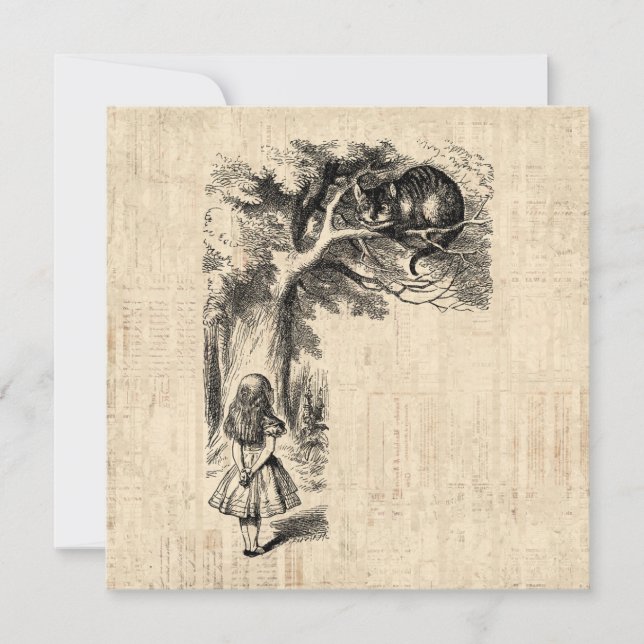 Alice i Wonderland Alice och Cheshire Cat Inbjudningar (Framsida)