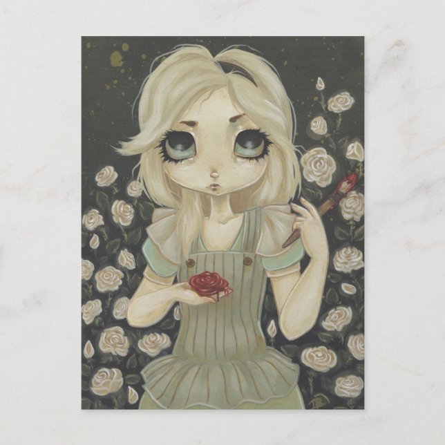 Alice i Wonderland Art vycard rosor red Vykort (Framsida)