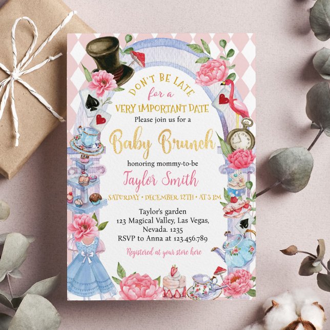 Alice i Wonderland Baby Brunch-inbjudan Inbjudningar (Skapare uppladdad)
