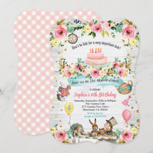 Alice i Wonderland baby födelsedag Inbjudningar