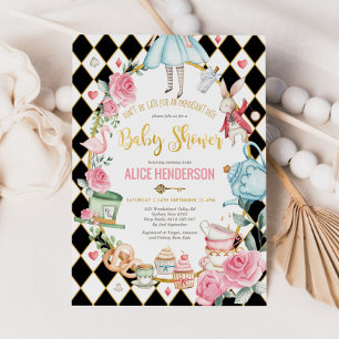 Alice i Wonderland Baby Shower Girl Mad Tea Party Inbjudningar