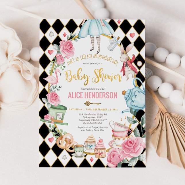 Alice i Wonderland Baby Shower Girl Mad Tea Party Inbjudningar (Skapare uppladdad)