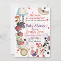 Alice i Wonderland Baby Shower-inbjudan
