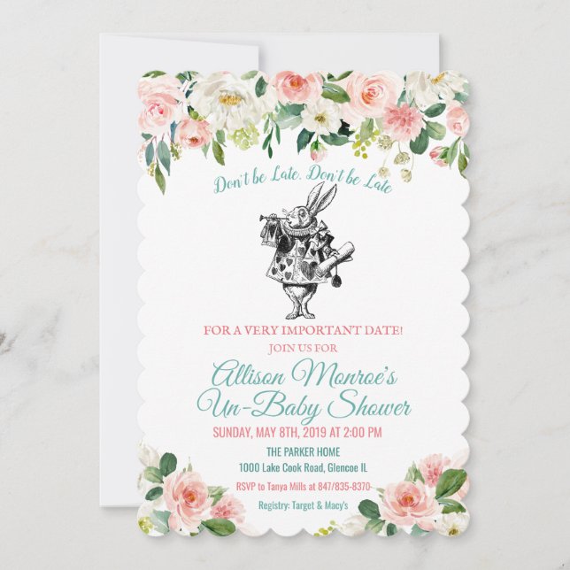 Alice i Wonderland Baby Shower-inbjudan Inbjudningar (Framsida)