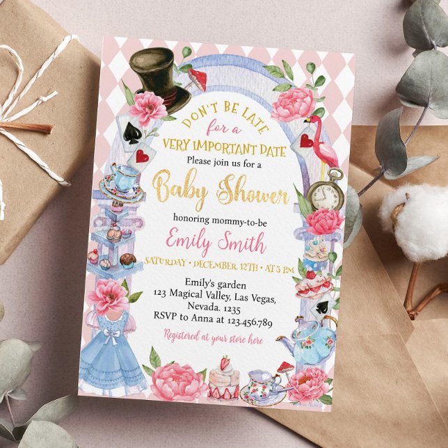 Alice i Wonderland Baby Shower-inbjudan Inbjudningar (Skapare uppladdad)