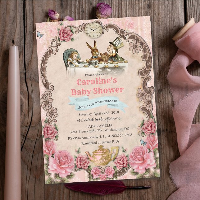 Alice i Wonderland Baby Shower-inbjudan Inbjudningar (Skapare uppladdad)