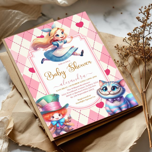 Alice i Wonderland Baby Shower Inbjudningar (Skapare uppladdad)