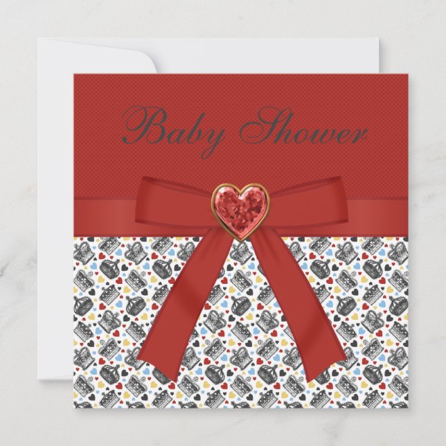 Alice i Wonderland Baby Shower Red Tea Party Inbjudningar (Framsida)