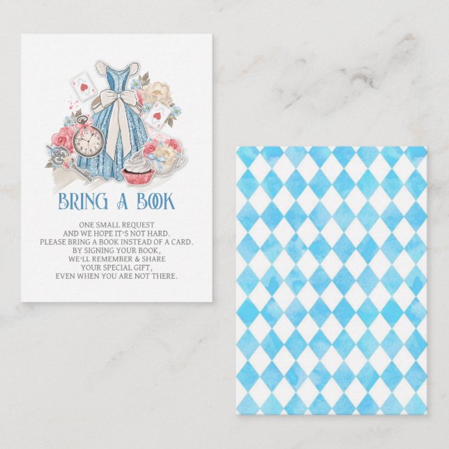 Alice i Wonderland Baby Shower, ta med Bok Tilläggskort (Fram/baksida)