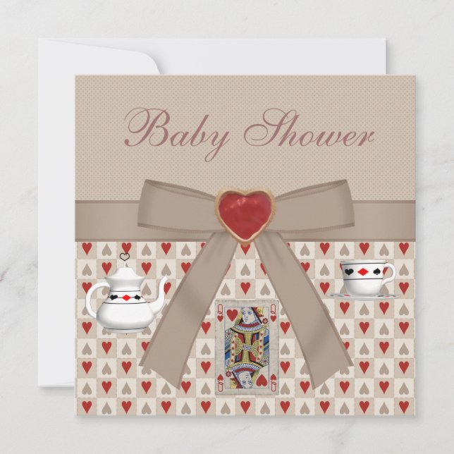 Alice i Wonderland Baby Shower Tea Party Inbjudnin Inbjudningar (Framsida)