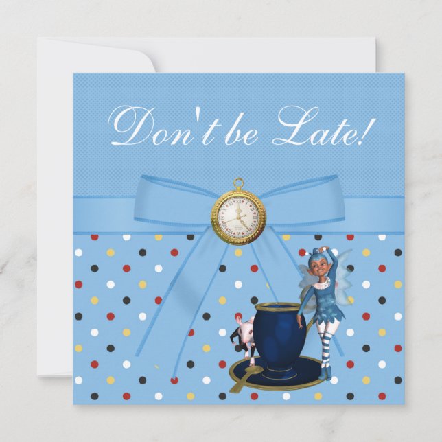 Alice i Wonderland Baby Shower Tea Party Inbjudnin Inbjudningar (Framsida)