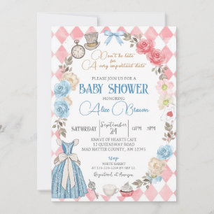 Alice i Wonderland, Baby Shower Tea Party Inbjudningar
