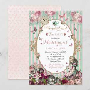 Alice i Wonderland Baby Shower-Vintagen för inbjud Inbjudningar
