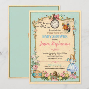 Alice i Wonderland babyduschingteal Inbjudningar