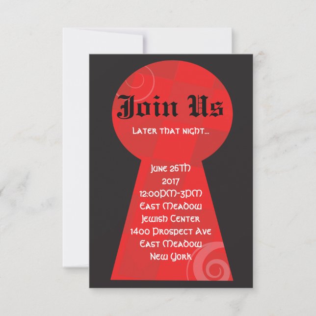 ALICE I WONDERLAND Bat mitzvah Party Card Inbjudningar (Framsida)