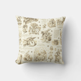 Alice i Wonderland Beige Toile Quotes Kudde