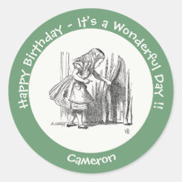 Alice i Wonderland Birthday eller Annan Party-händ Runt Klistermärke