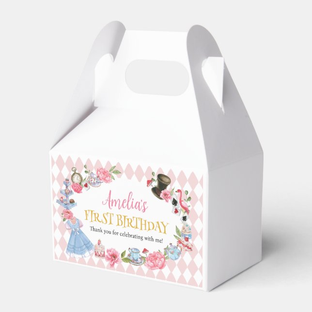 Alice i Wonderland Birthday Favor Box Presentaskar (Framsidan Sidan)