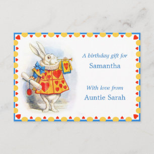 Alice i Wonderland Birthday Gift-boendekort Tilläggskort