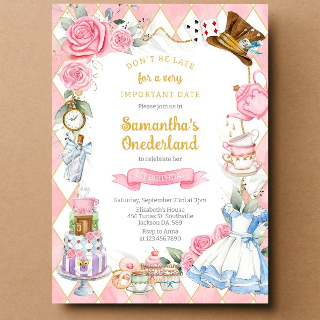 Alice i Wonderland Birthday-inbjudan Inbjudningar (Skapare uppladdad)