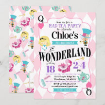 Alice i Wonderland Birthday-inbjudan