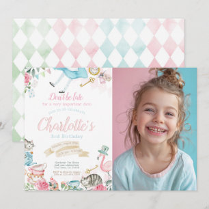 Alice i Wonderland Birthday Inbjudningar