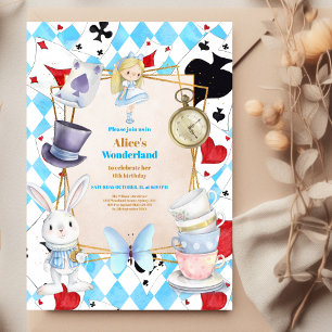 Alice i Wonderland Birthday Inbjudningar