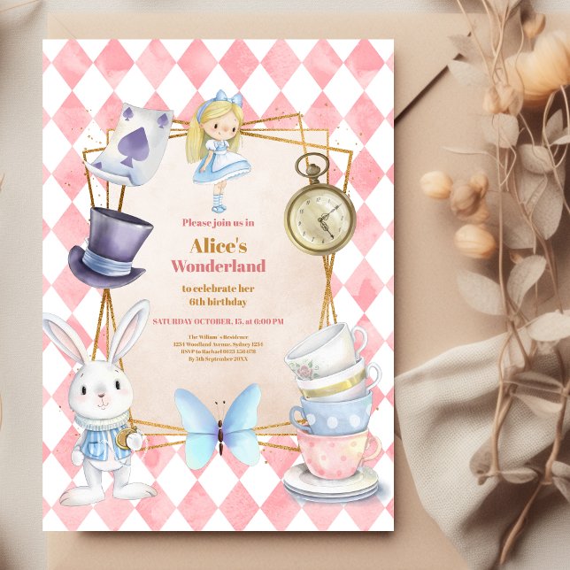 Alice i Wonderland Birthday Inbjudningar (Skapare uppladdad)