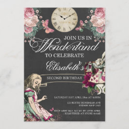 Alice i Wonderland Birthday Inbjudningar
