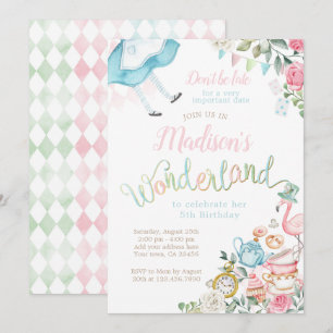 Alice i Wonderland Birthday Inbjudningar
