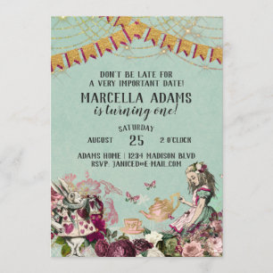 Alice i Wonderland Birthday Inbjudningar