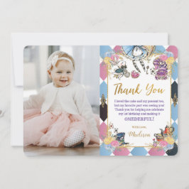 Alice i Wonderland Birthday Photo - tackkort Inbjudningar