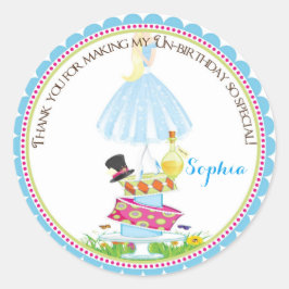 Alice i Wonderland Birthday Stickers Runt Klistermärke