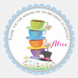 Alice i Wonderland Birthday Stickers Runt Klistermärke